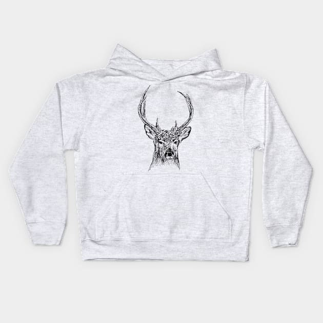 Deer Head Print Kids Hoodie by rachelsfinelines